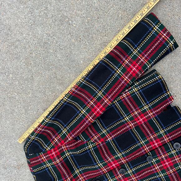 VTG 80s Requirements Red Black Holiday Christmas Plaid Crop Wool Blend Blazer 12 - Picture 9 of 9